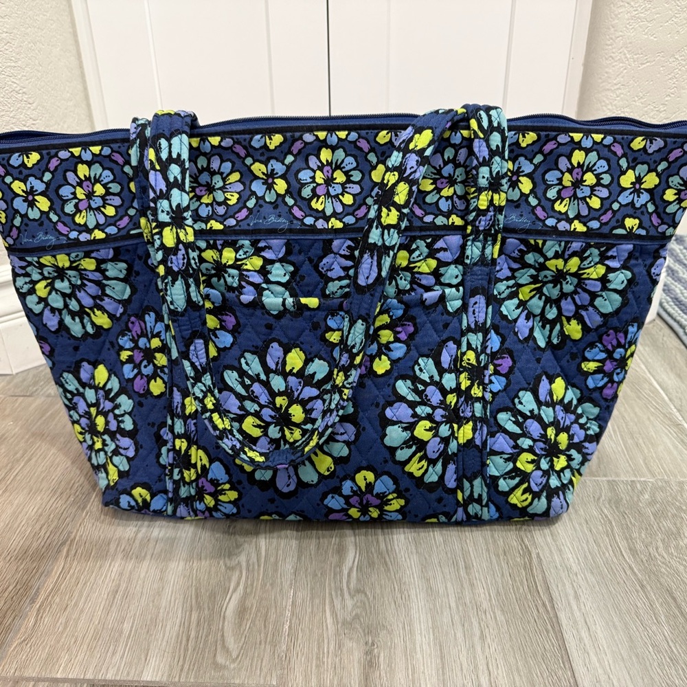 Vera Bradley Blue and Green Quilted Tote Bag